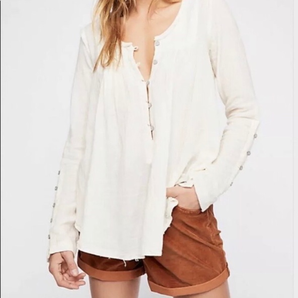 Free People Henley textured long sleeve top - Picture 1 of 4